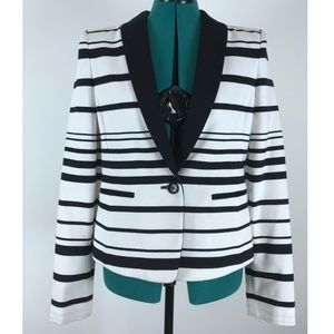 BCBGMaxAzria Black and Off White Bowie Blazer Sz M